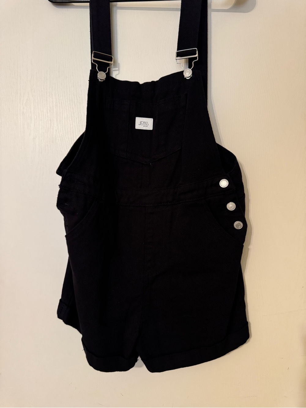 Women’s Black Denim Short Overalls